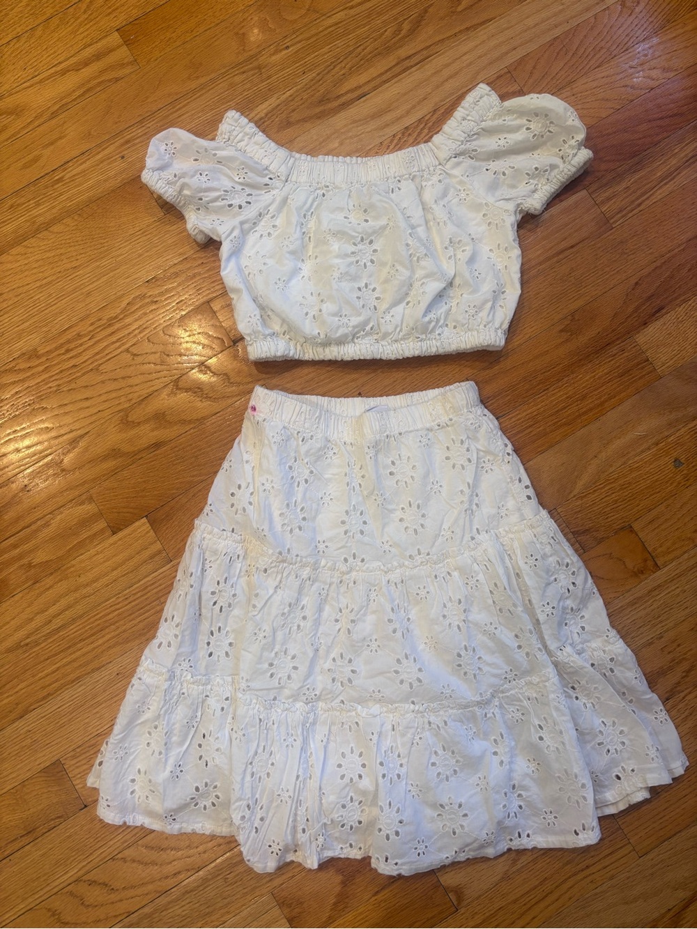 Gap Kids - White Eyelet Tiered Midi Skirt & Top - Sz S/M